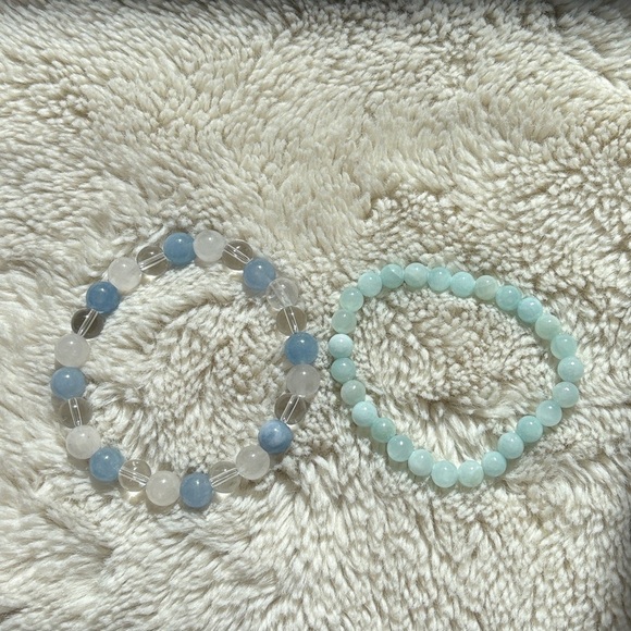 Healing Crystal Bracelet Bundle – Angelite, Moonstone, Amazonite & Clear Quartz - Picture 3 of 3